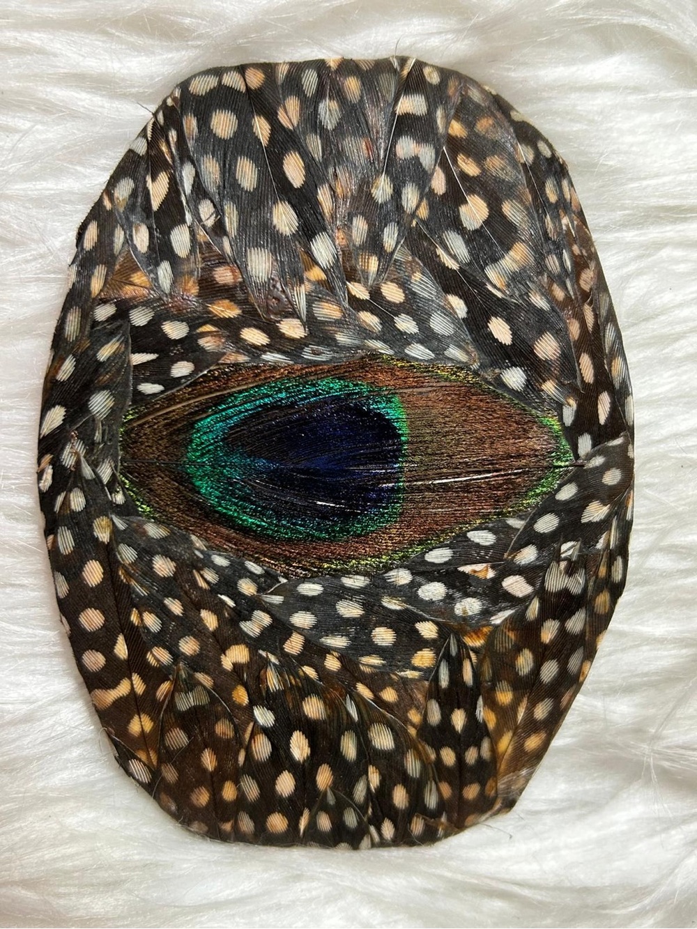 Feather Peacock Eye Statement Belt buckle- Brown & Green